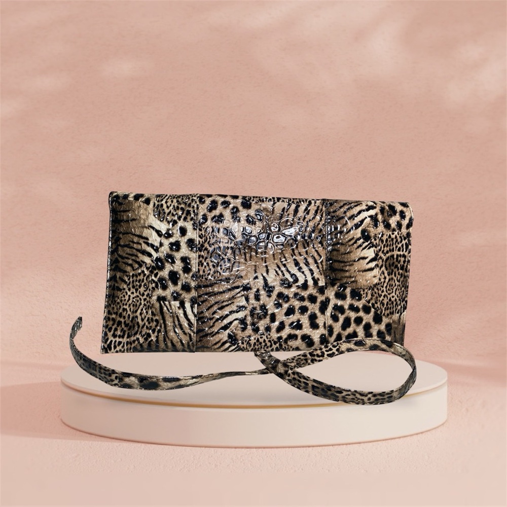 Party-Chic Leopard & Tiger Print Convertible Envelope Clutch